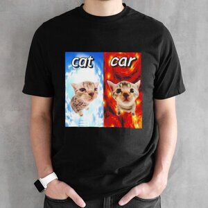 Cat Vs Car Heaven And Hell Graphic T-Shirt Gothic Meme Streetwear Fan Tee 91